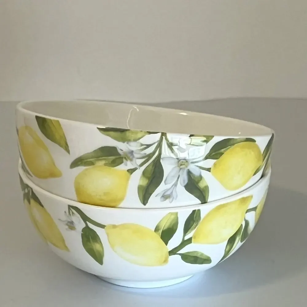 Mikasa Lemons Bone China Fruit Dessert Sauce Bowls Set of 2